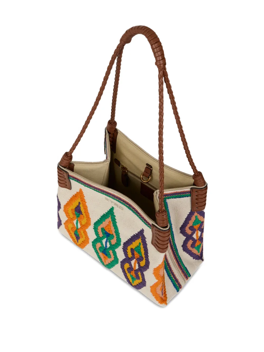 ETRO Kleine canvas Libra shopper met borduurwerk Beige