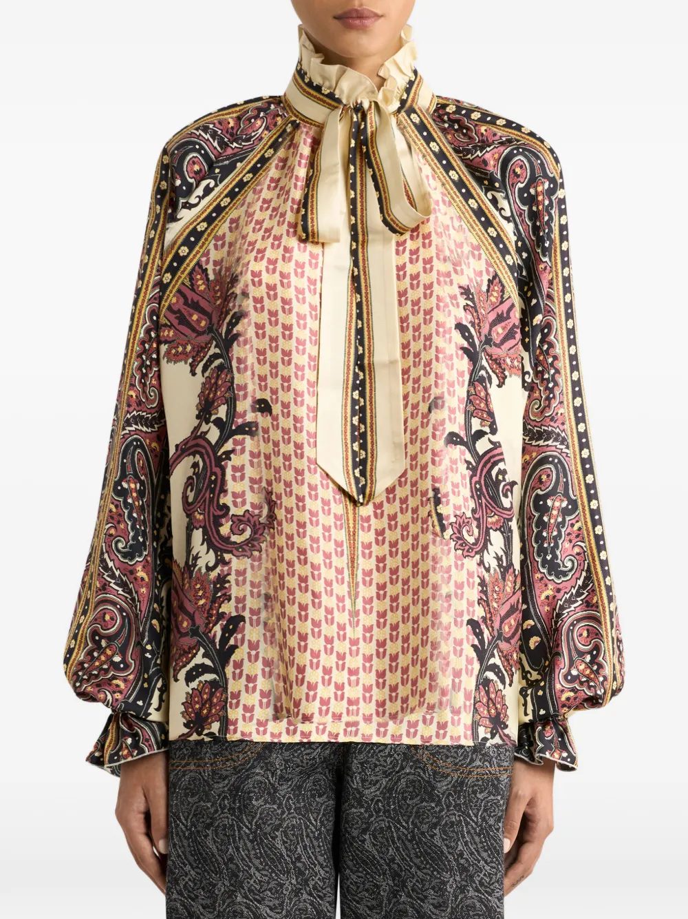 Etro Geometric-pattern Blouse In Neutral