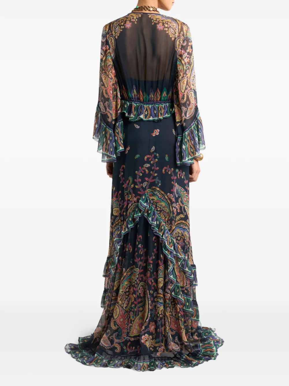 ETRO Zijden maxi-jurk met paisley-print Blauw
