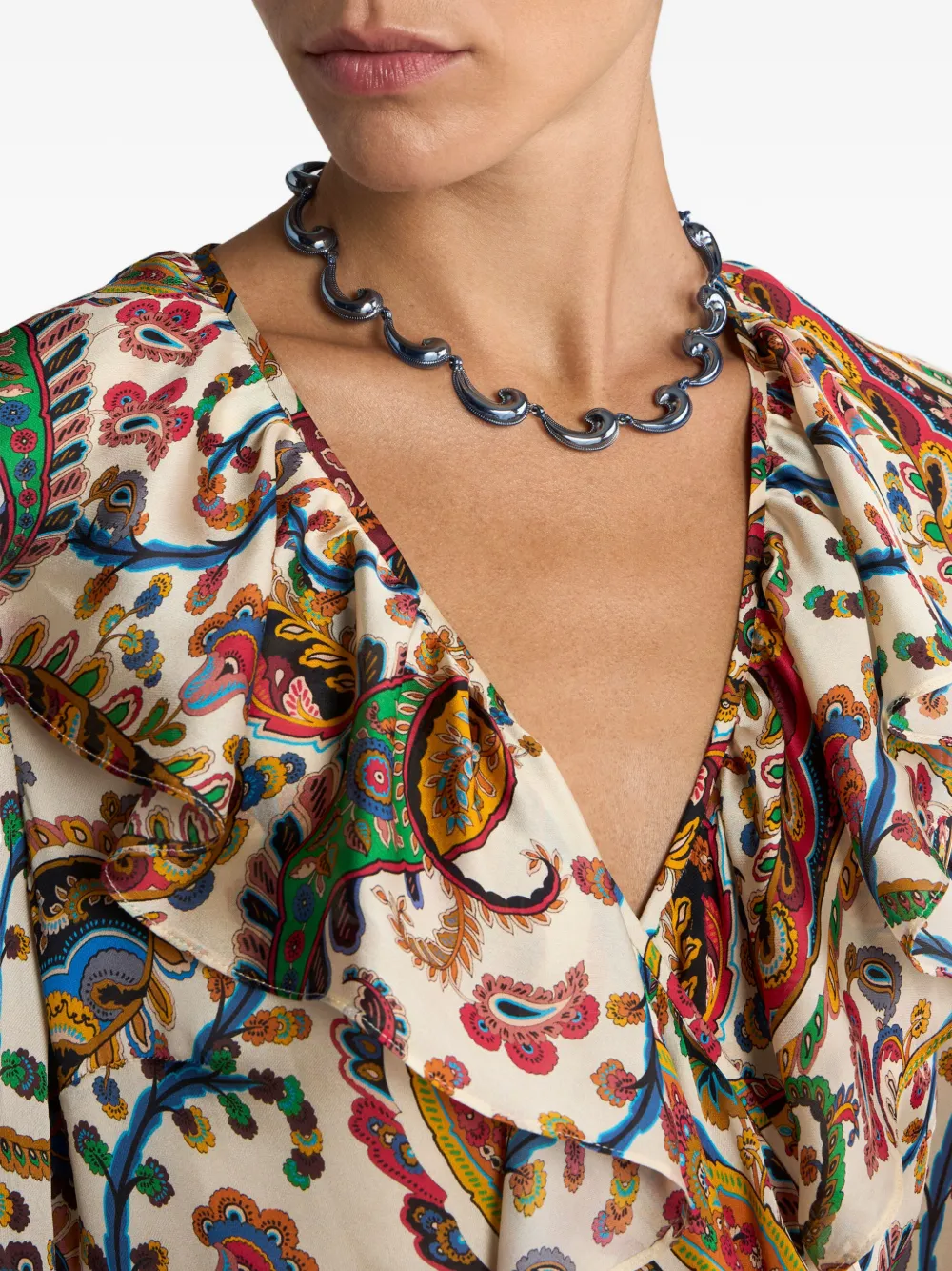 ETRO paisley-embellished necklace - Blauw