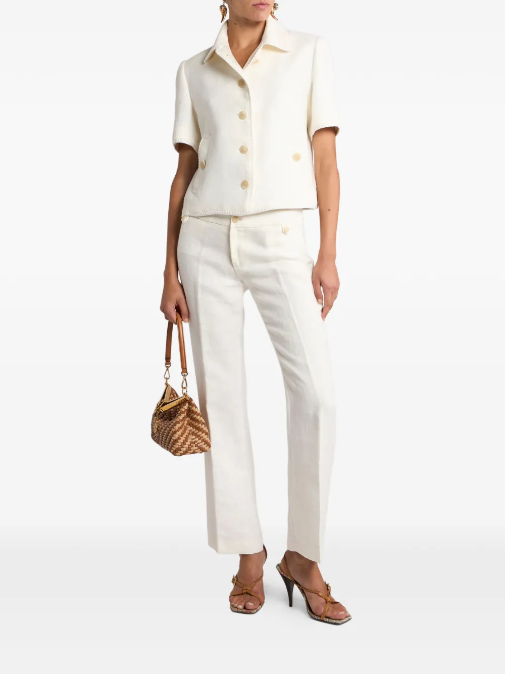 ETRO Pegaso-buttons trousers - Wit