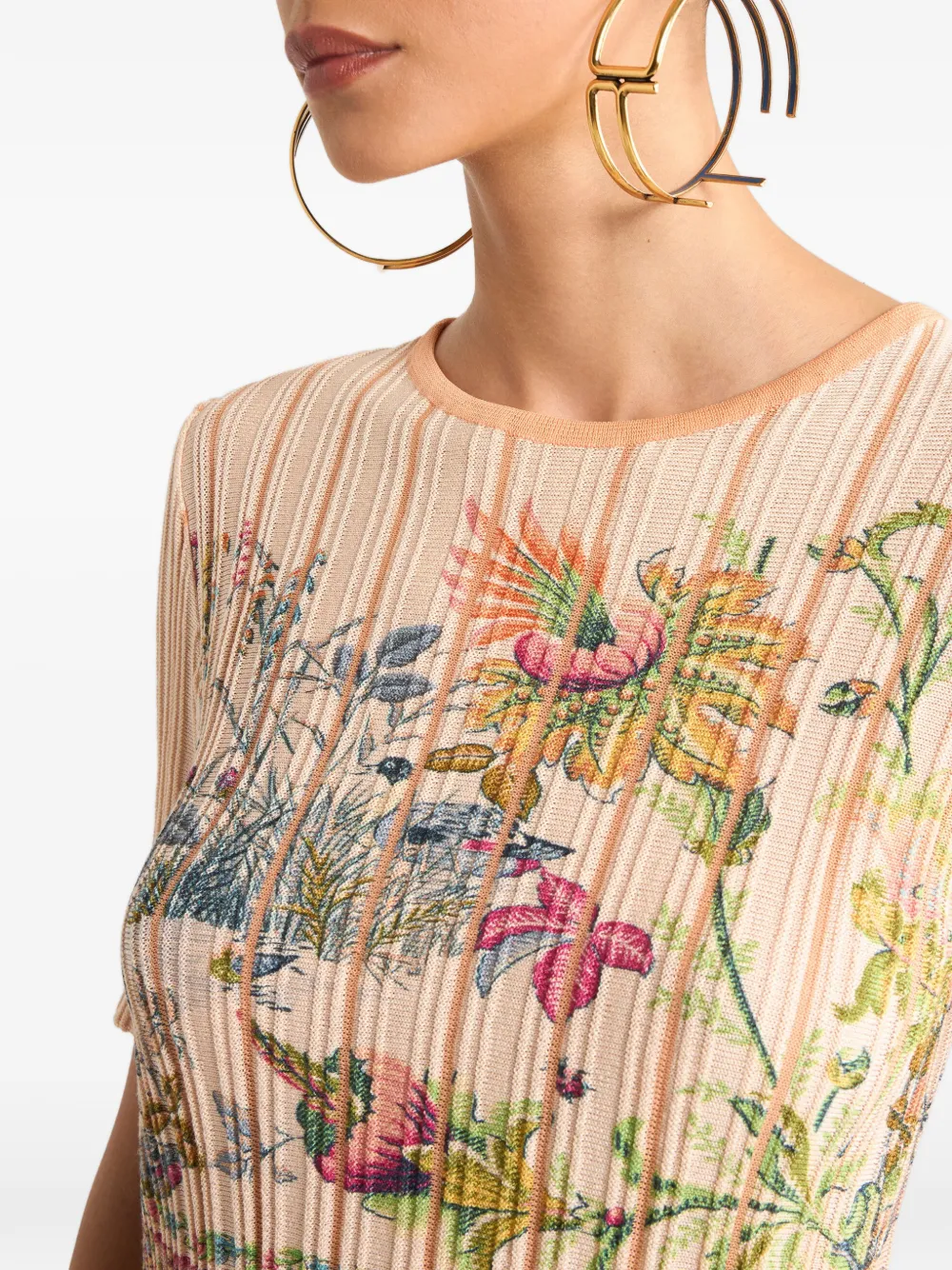 ETRO Geplooide top met bloemen Beige