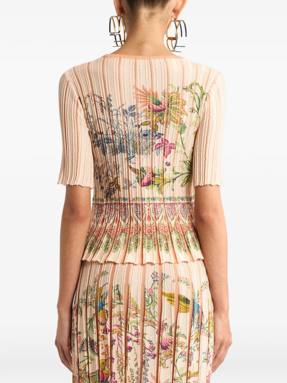 ETRO Geplooide top met bloemen Beige