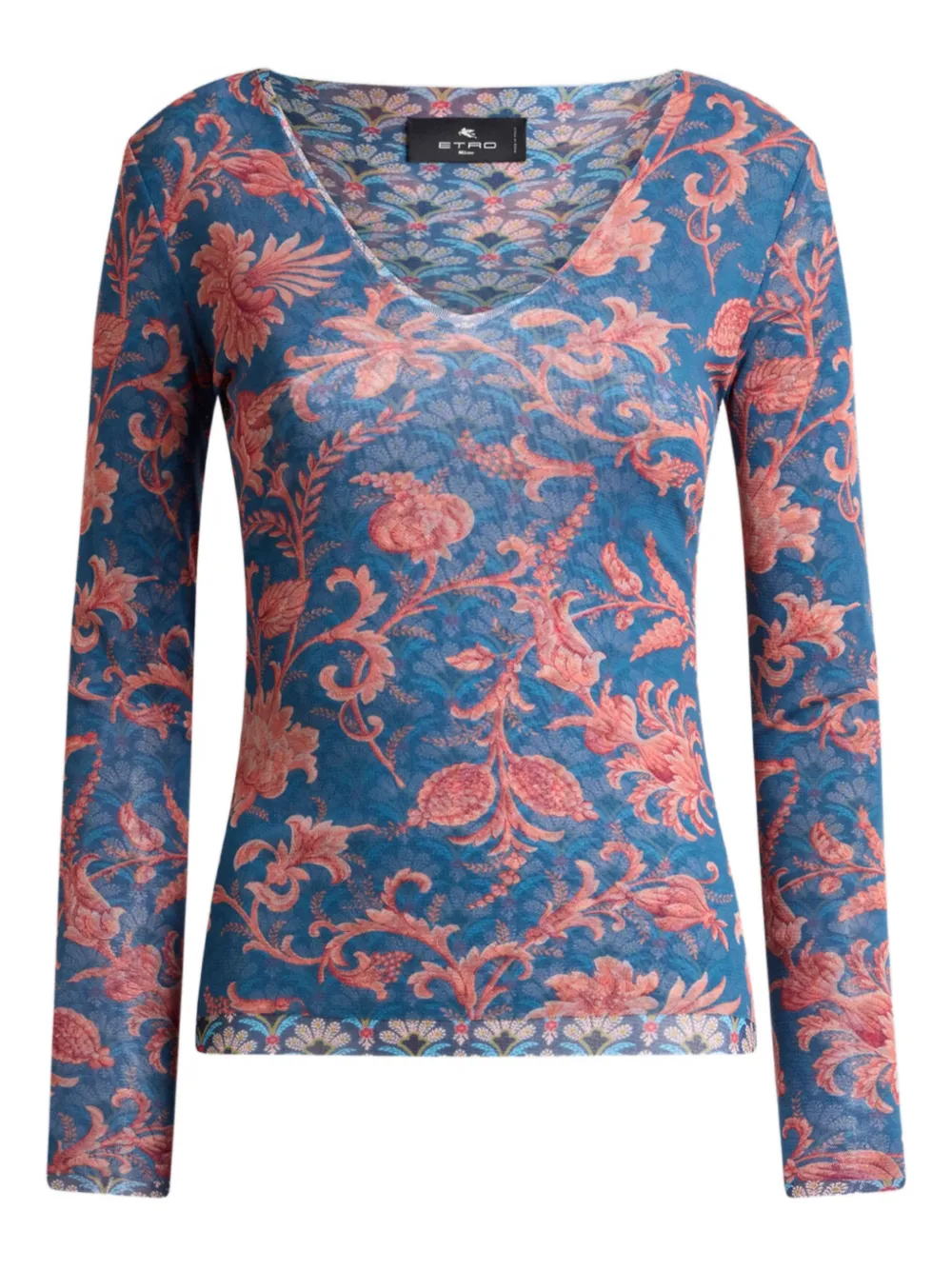 ETRO floral-motif stretch sweater - Blu