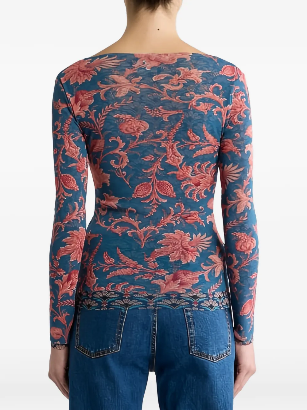 ETRO Stretch trui met bloemenpatroon Blauw