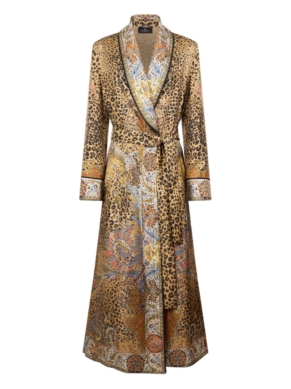 ETRO paisley animal-motif silk robe - Marrone