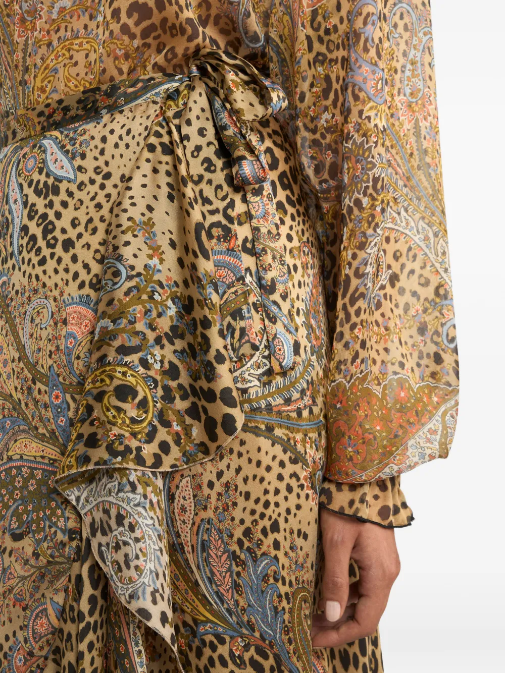 Etro Peau D'ange Silk Midi Skirt In Brown