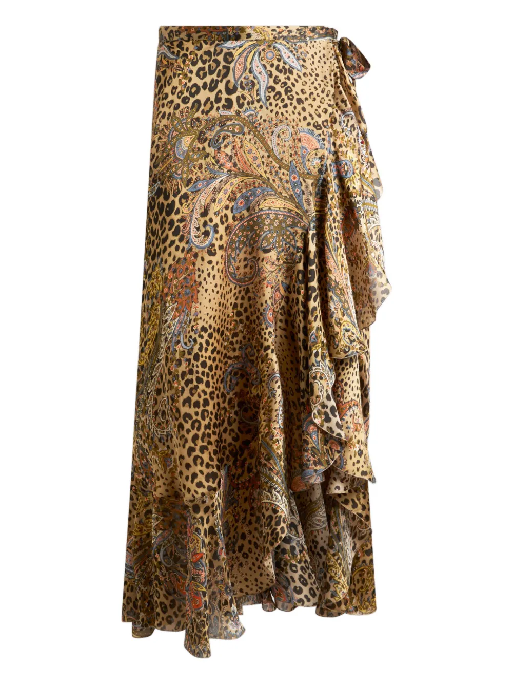 Etro Peau D'ange Silk Midi Skirt In Brown