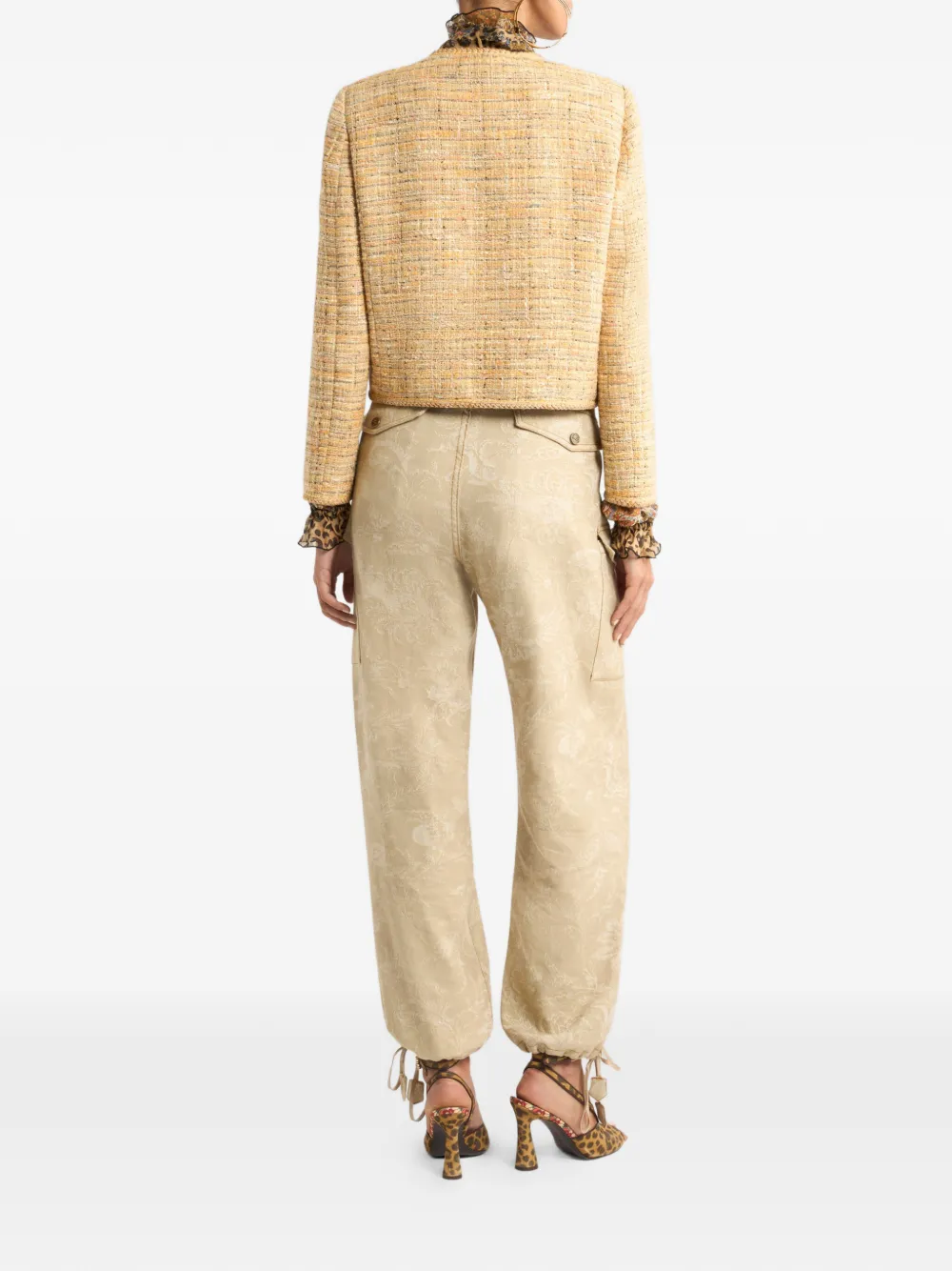 ETRO Cropped jack met tweed-effect Beige