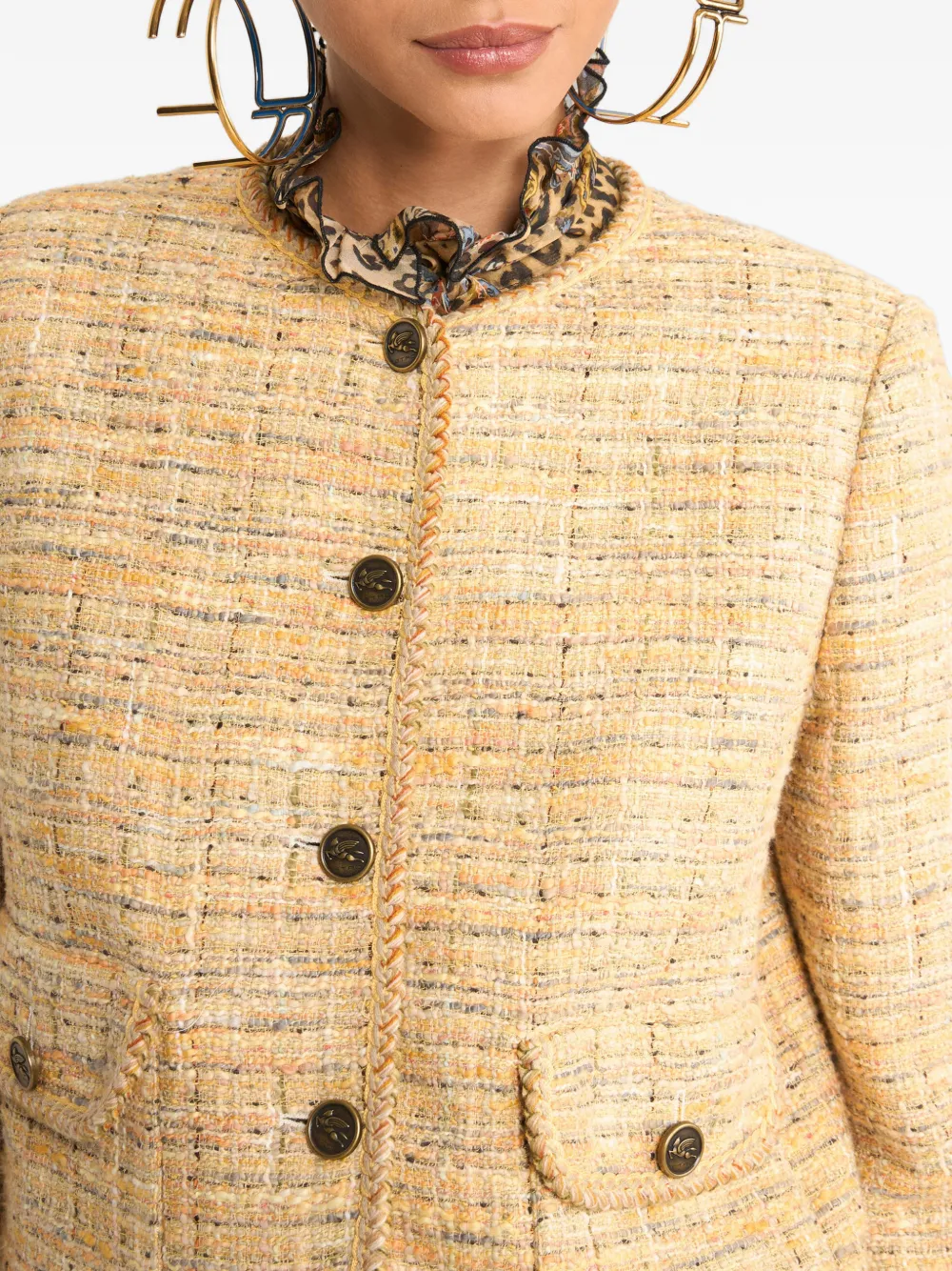 ETRO Cropped jack met tweed-effect Beige