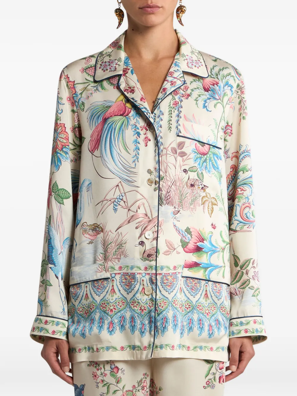 ETRO Twill blouse met bloemenprint Beige