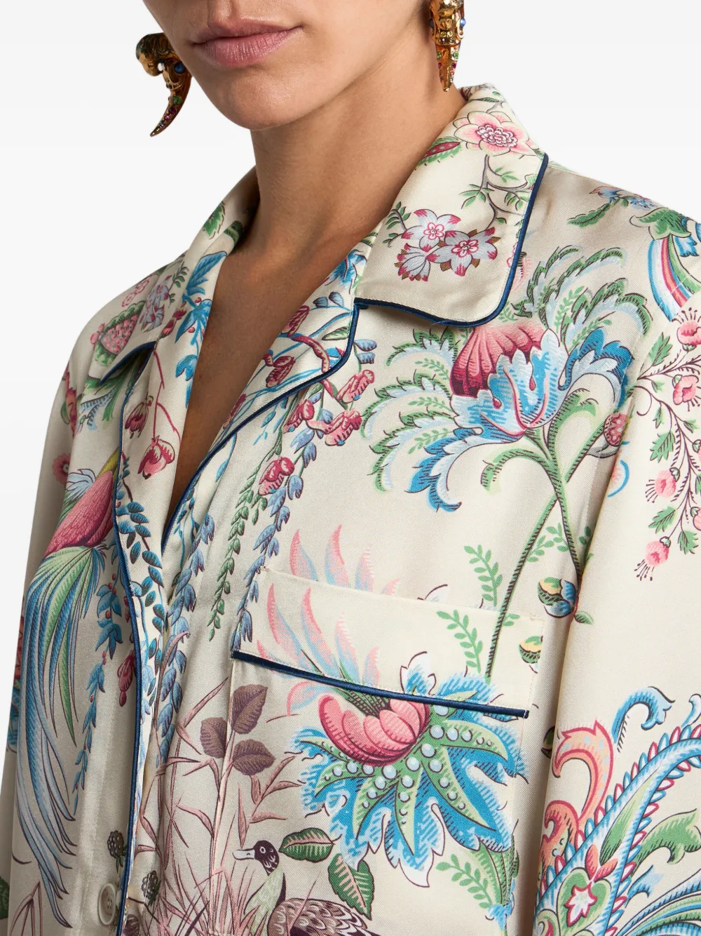 ETRO Twill blouse met bloemenprint Beige