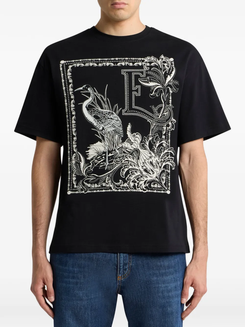 ETRO placed-print cotton T-shirt - Zwart