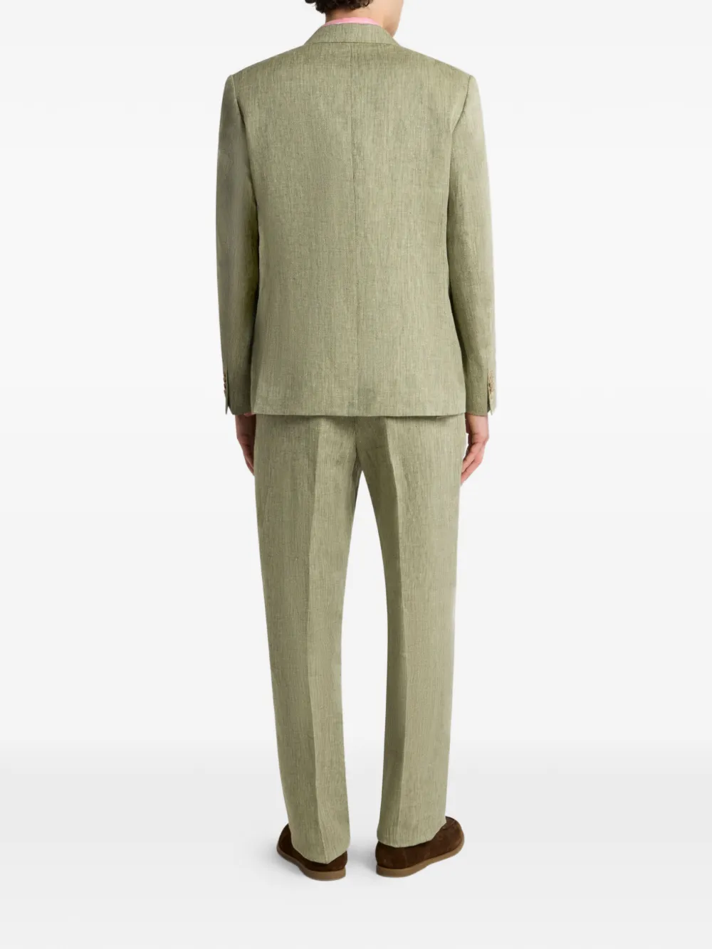 Etro Chevron-motif Single-breasted Linen Jacket - Green 