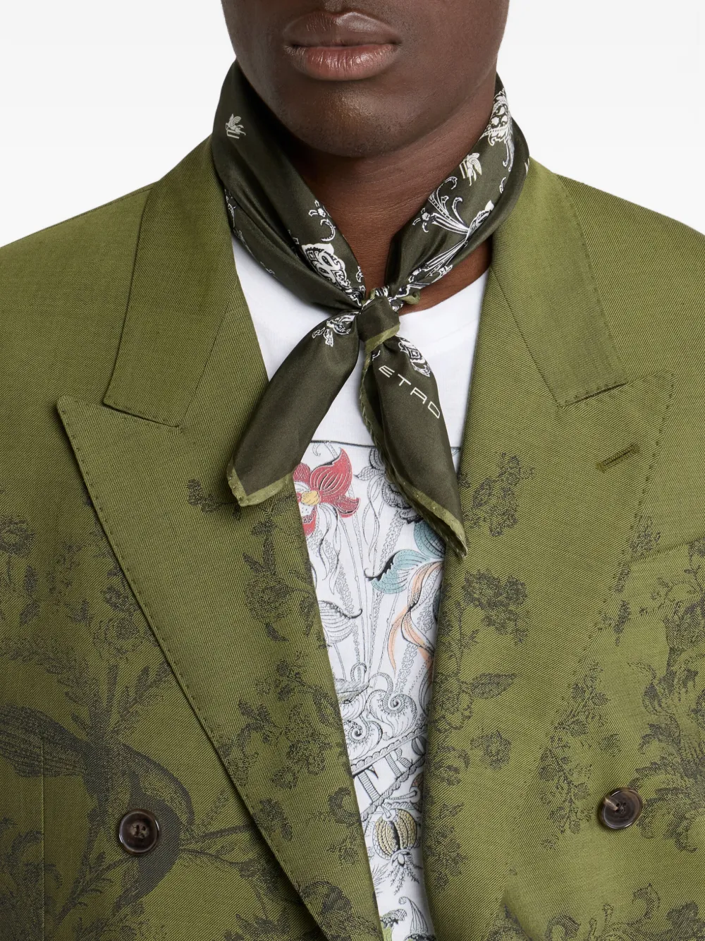 ETRO Zijden sjaal met paisley-print Groen