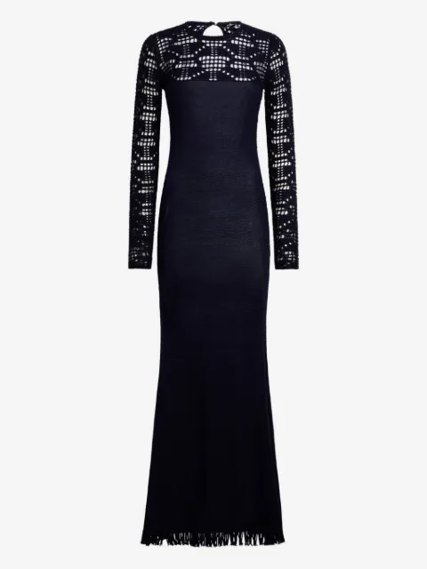 ETRO long cotton dress with crochet-effect insert
