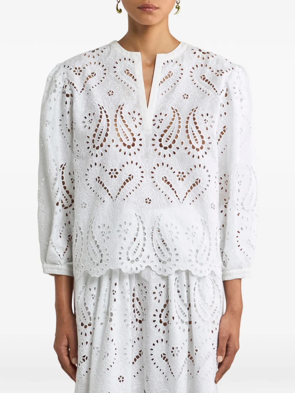 ETRO Top met broderie anglaise afwerking Wit