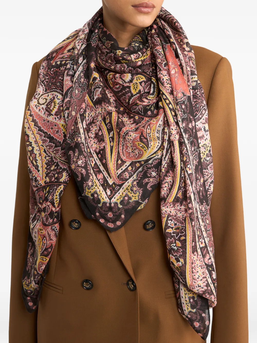 ETRO Sjaal met paisley-patroon Bruin