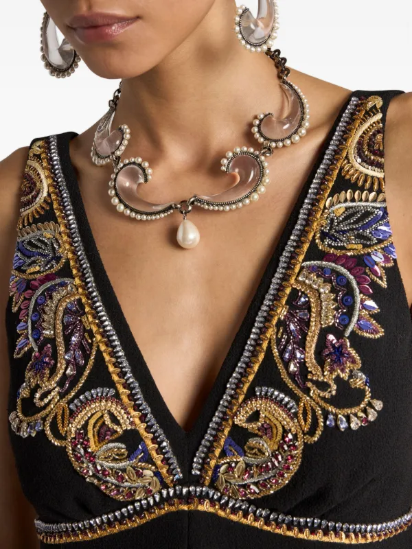 ETRO パール ペイズリーネックレス | シルバートーン | FARFETCH JP