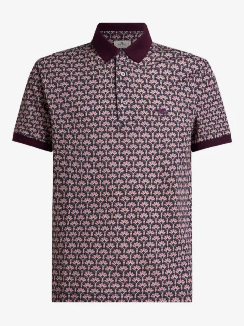 ETRO palm-motif cotton polo shirt