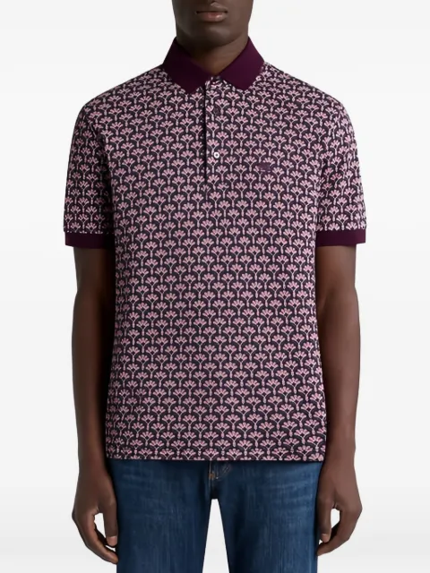 ETRO cotton polo shirt with micro palm motif