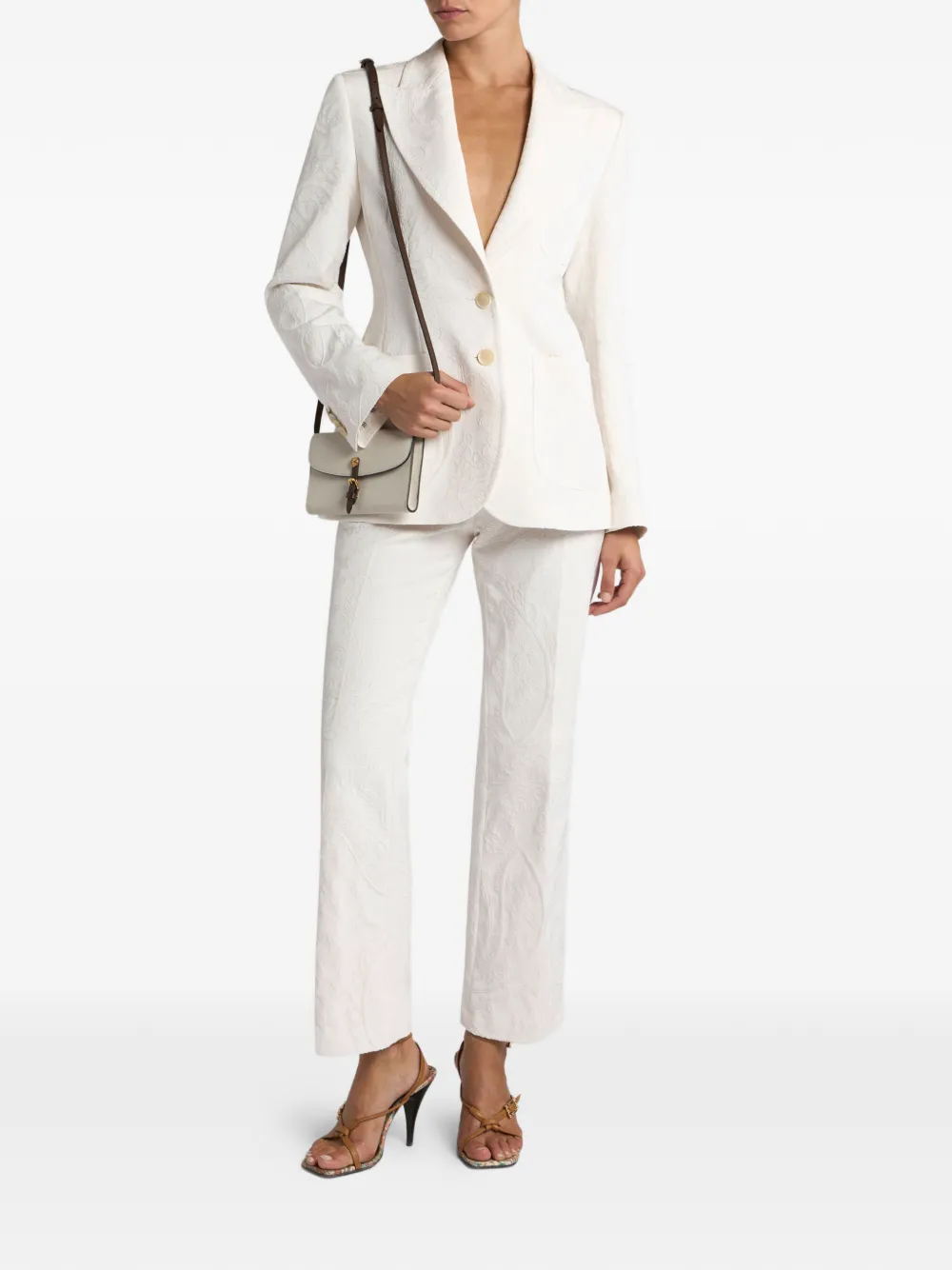 ETRO jacquard flared trousers - Wit