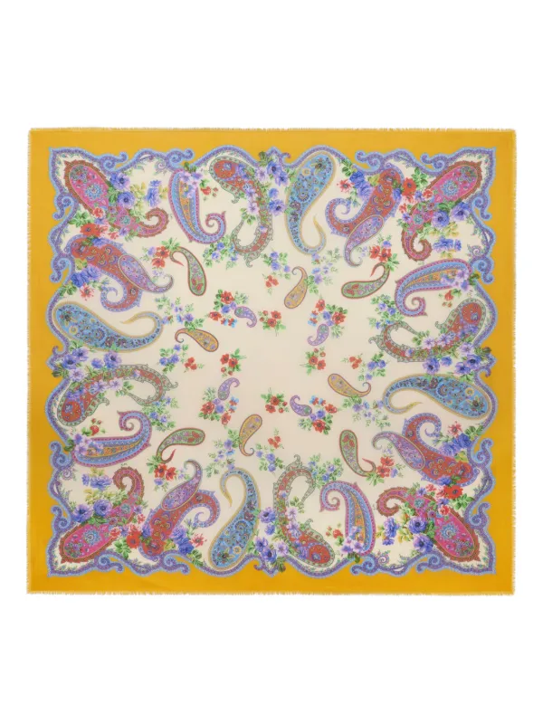 Etro Floral-paisley Shawl in Yellow