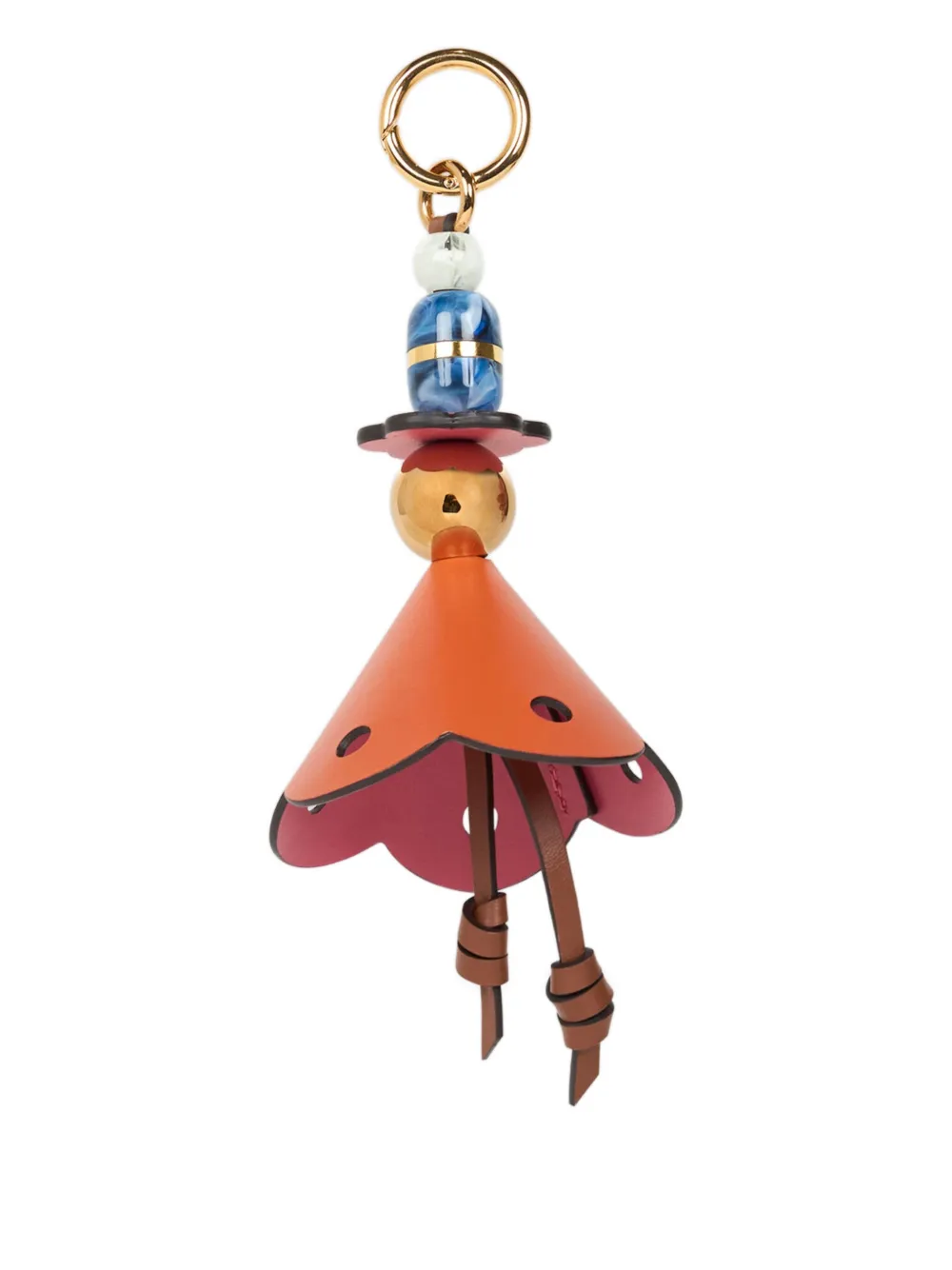 Etro Flower Marbles Leather Charm Bag In Orange