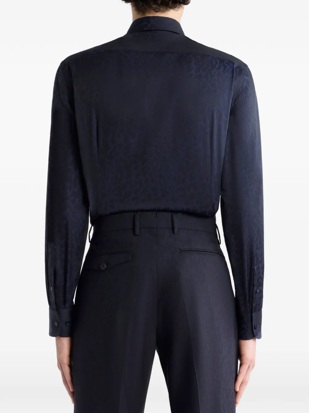 ETRO jacquard animal motif cotton shirt Blauw