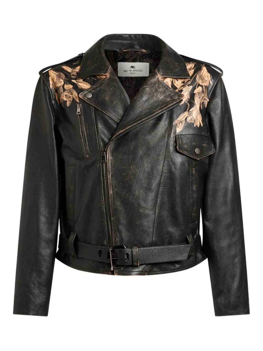ETRO leopard-print leather jacket - Schwarz