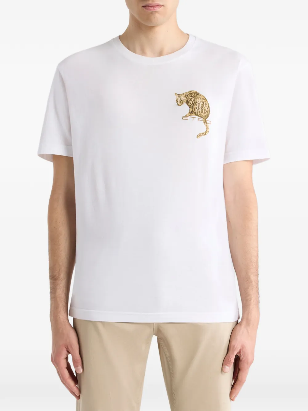 ETRO leopard print embroidery t-shirt - Wit