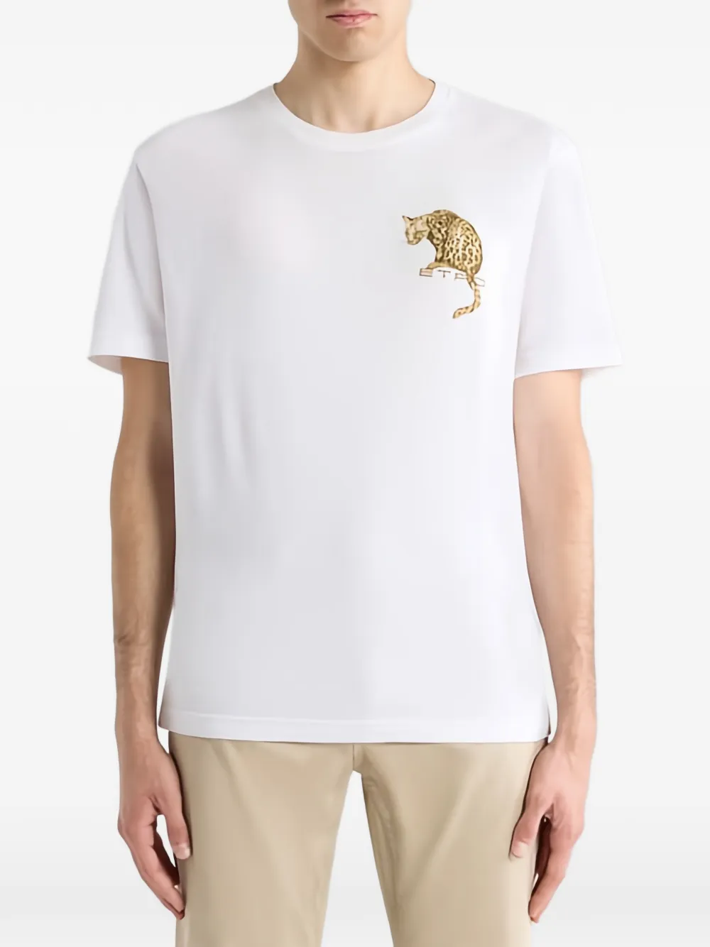 ETRO T-shirt met geborduurde luipaardprint Wit