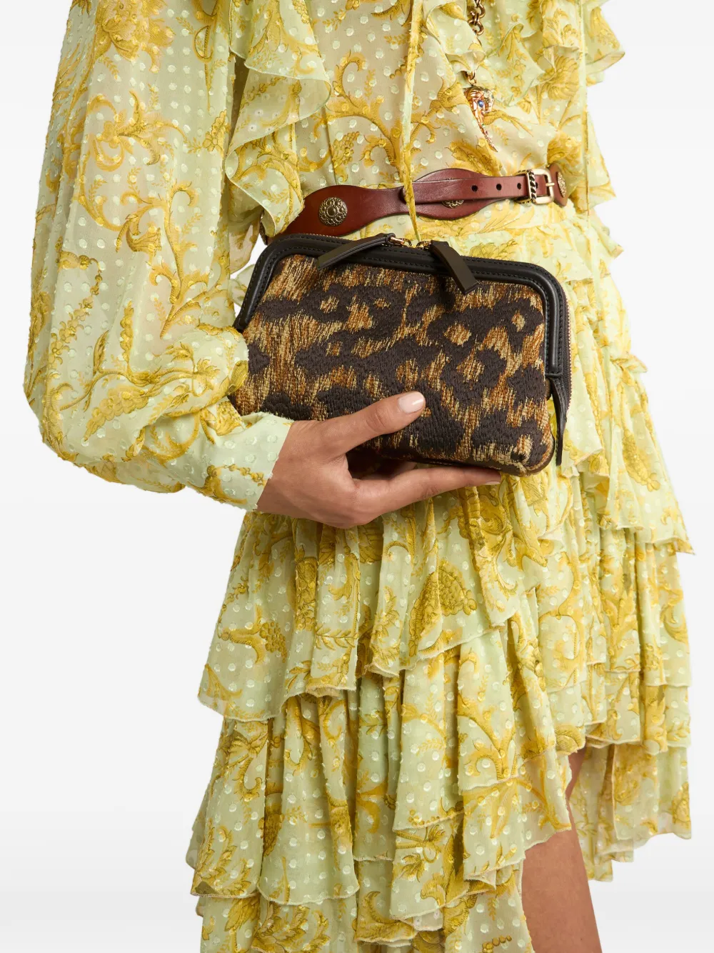 ETRO Doc clutch met diereneffect - Bruin