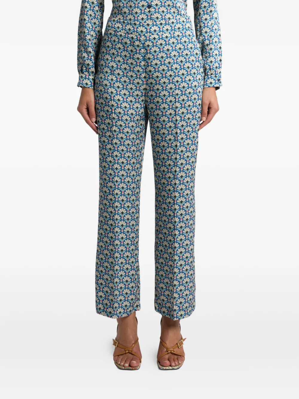 ETRO Bootcut broek met palmprint Blauw
