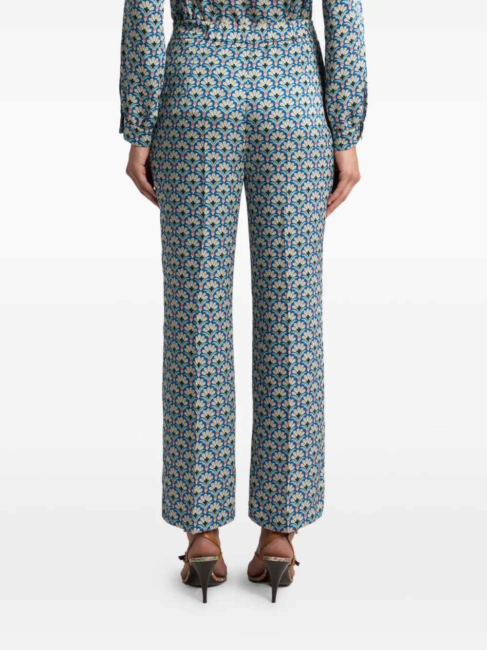 ETRO Bootcut broek met palmprint Blauw