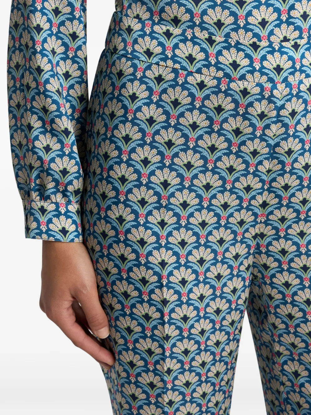 ETRO Bootcut broek met palmprint Blauw