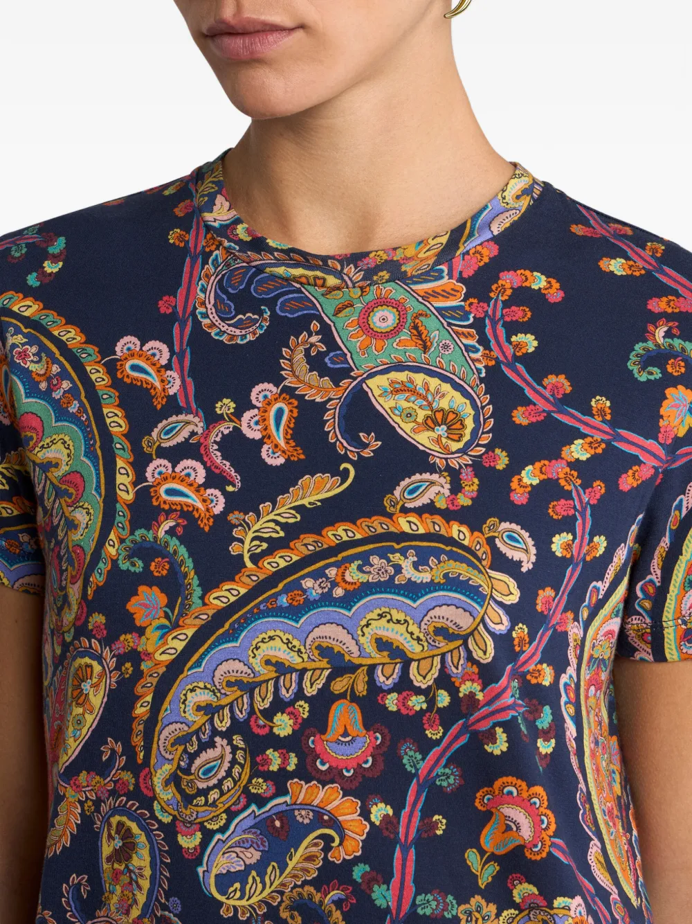 ETRO T-shirt met bloemenprint en paisley-print Paars