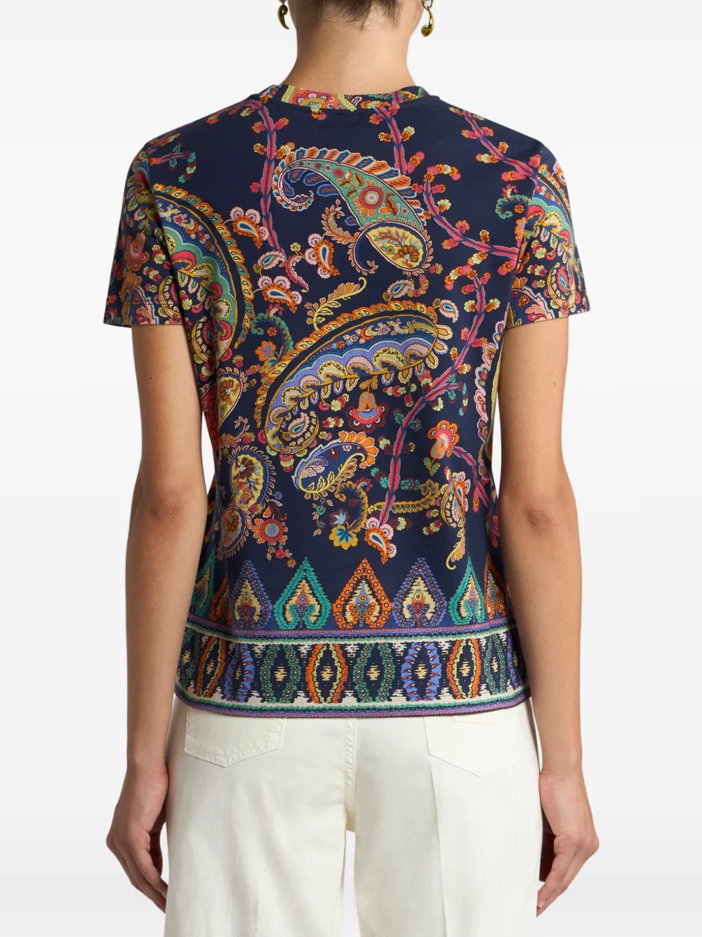 ETRO T-shirt met bloemenprint en paisley-print Paars