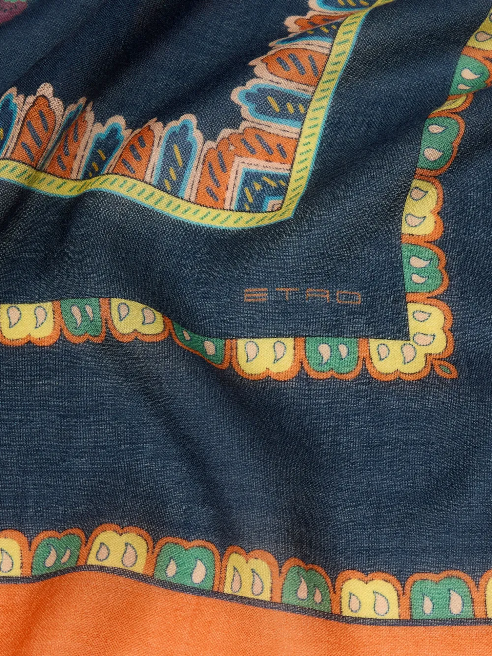 ETRO floral-patterm geometric-motif scarf - Blauw