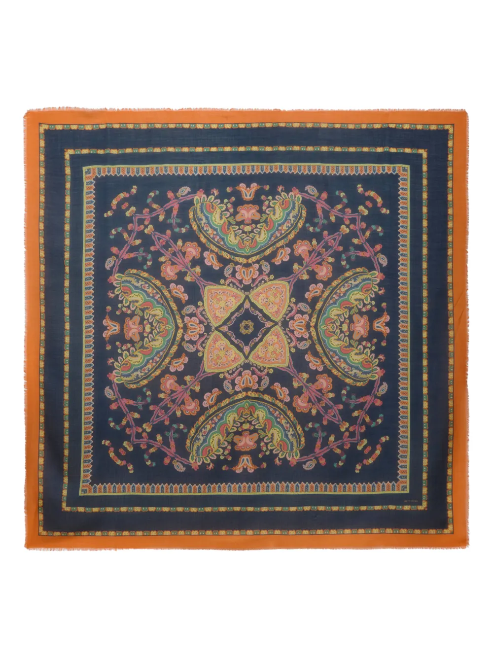 ETRO floral-patterm geometric-motif scarf - Blu