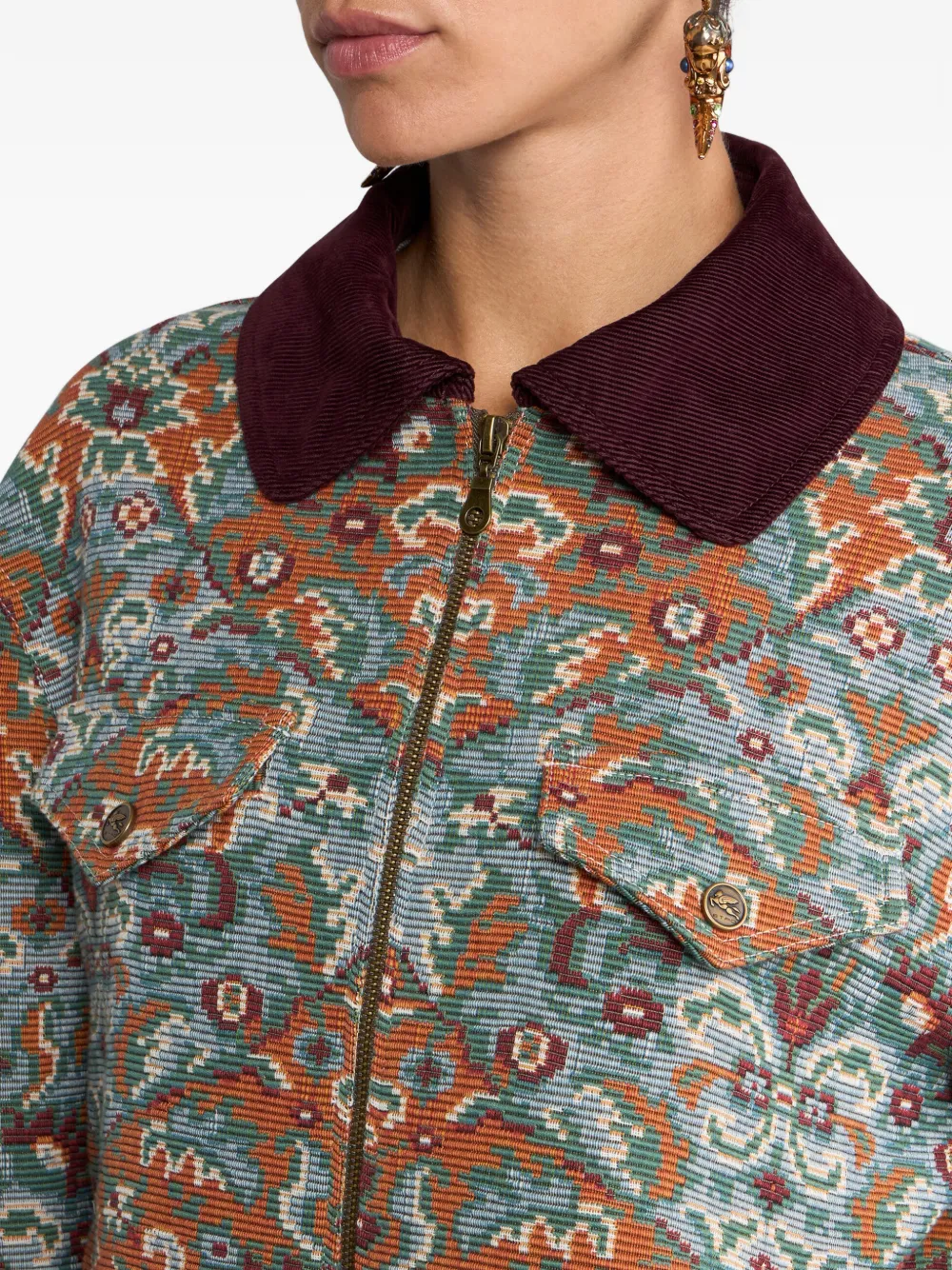 ETRO Jack met bloemenprint en rits Blauw