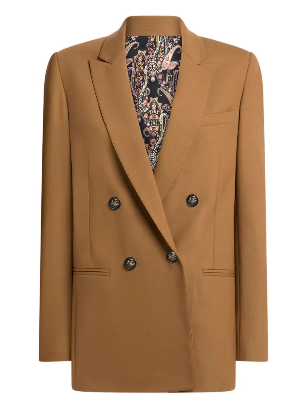 Etro Double-breasted Pegaso-buttons Blazer In Brown