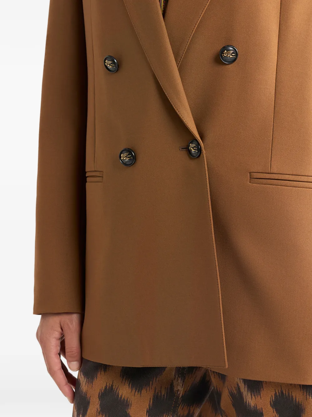 Etro Double-breasted Pegaso-buttons Blazer In Brown