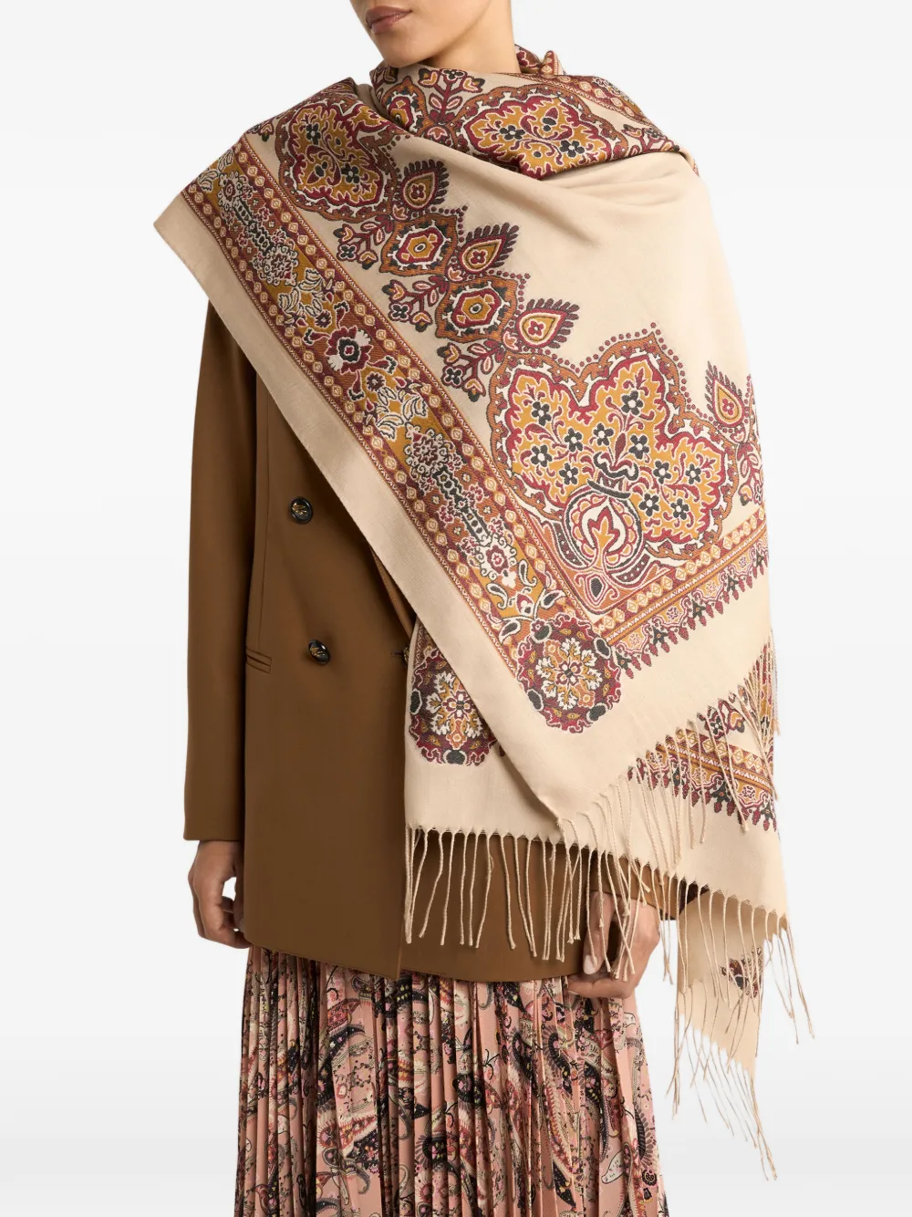  Etro Baroque-jacquard Scarf - Neutrals 