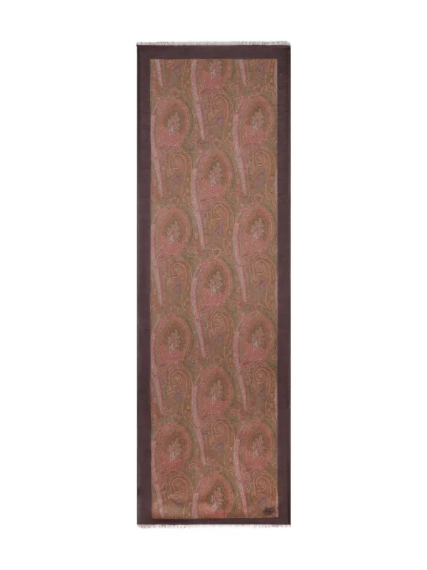 Etro Modal Scarf with Floral Paisley Motif in Brown
