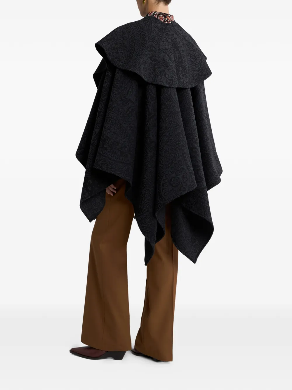 ETRO Cape van wolblend met jacquard en paisley-patroon Zwart