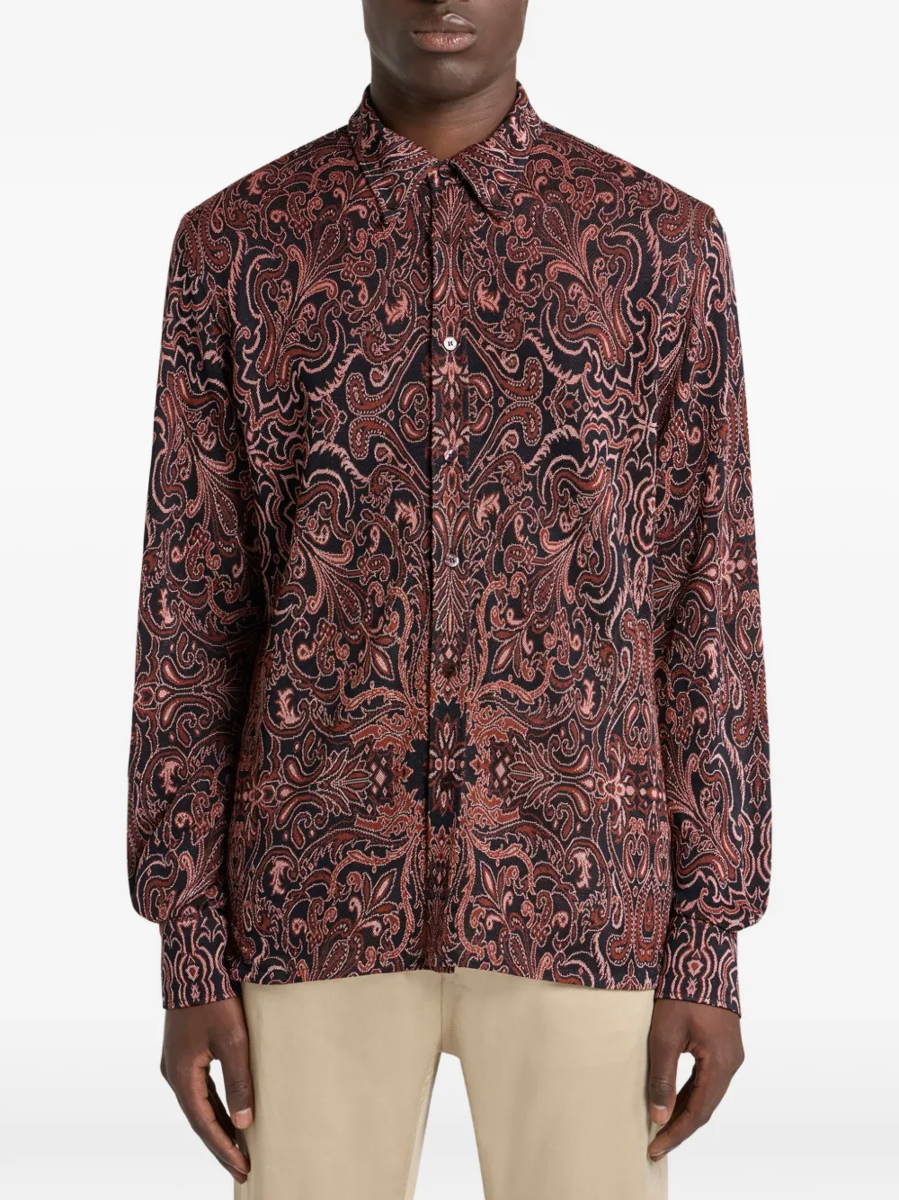 ETRO Overhemd met paisley-jacquard - Bruin