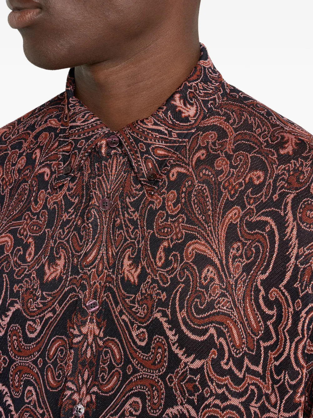ETRO Overhemd met paisley-jacquard Bruin