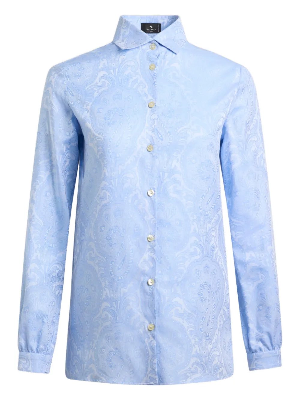 Etro Jacquard-motif Cotton Shirt In Blue