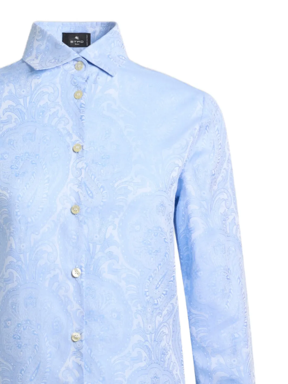 Etro Jacquard-motif Cotton Shirt In Blue